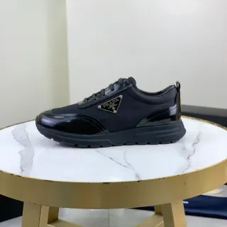 Prada Cloudbust Black Mixed-Material Upper Glossy Patent Toe Cap Lifestyle Sneakers