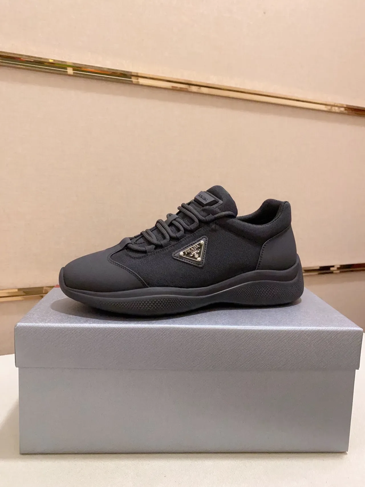 Prada Cloudbust Black Monochrome Textile And Rubber Construction Lifestyle Sneakers 2