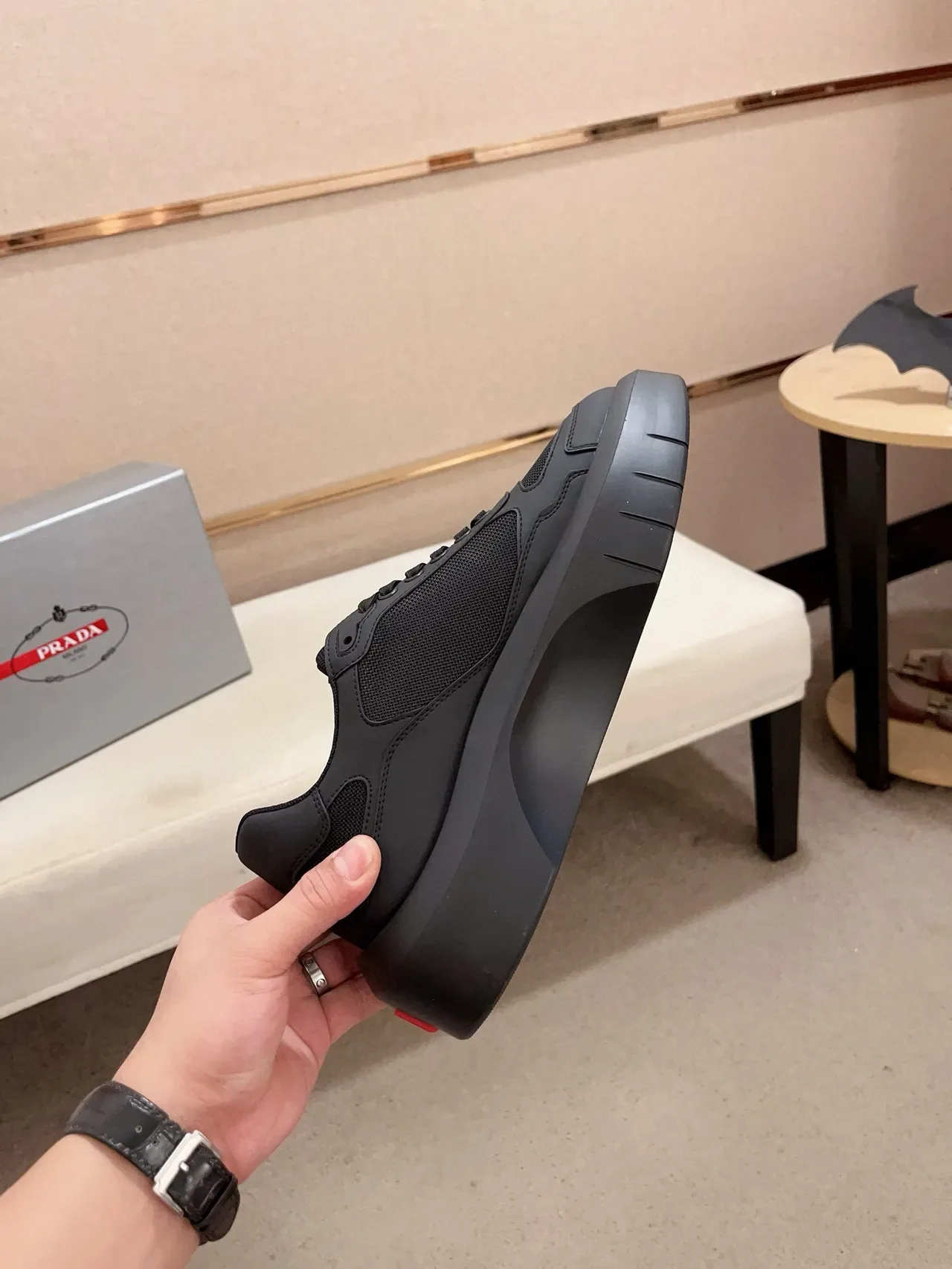Prada Cloudbust Noir Rouge Semelle plateforme Upper hybride mesh-synthétique Sneakers lifestyle 5