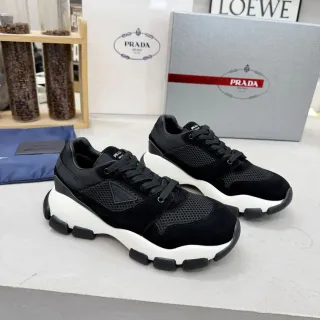 Prada Cloudbust Black Suede and Mesh Chunky Sneakers