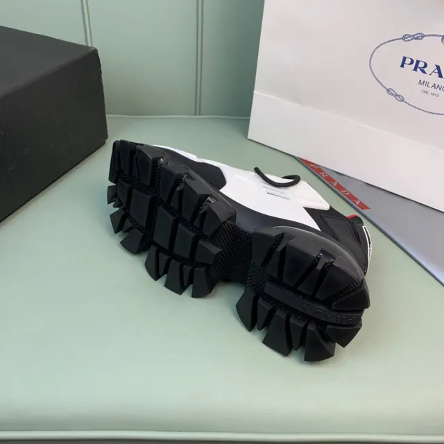 Prada Cloudbust Black White Lug Sole Geometric Paneling Chunky Sneakers 2
