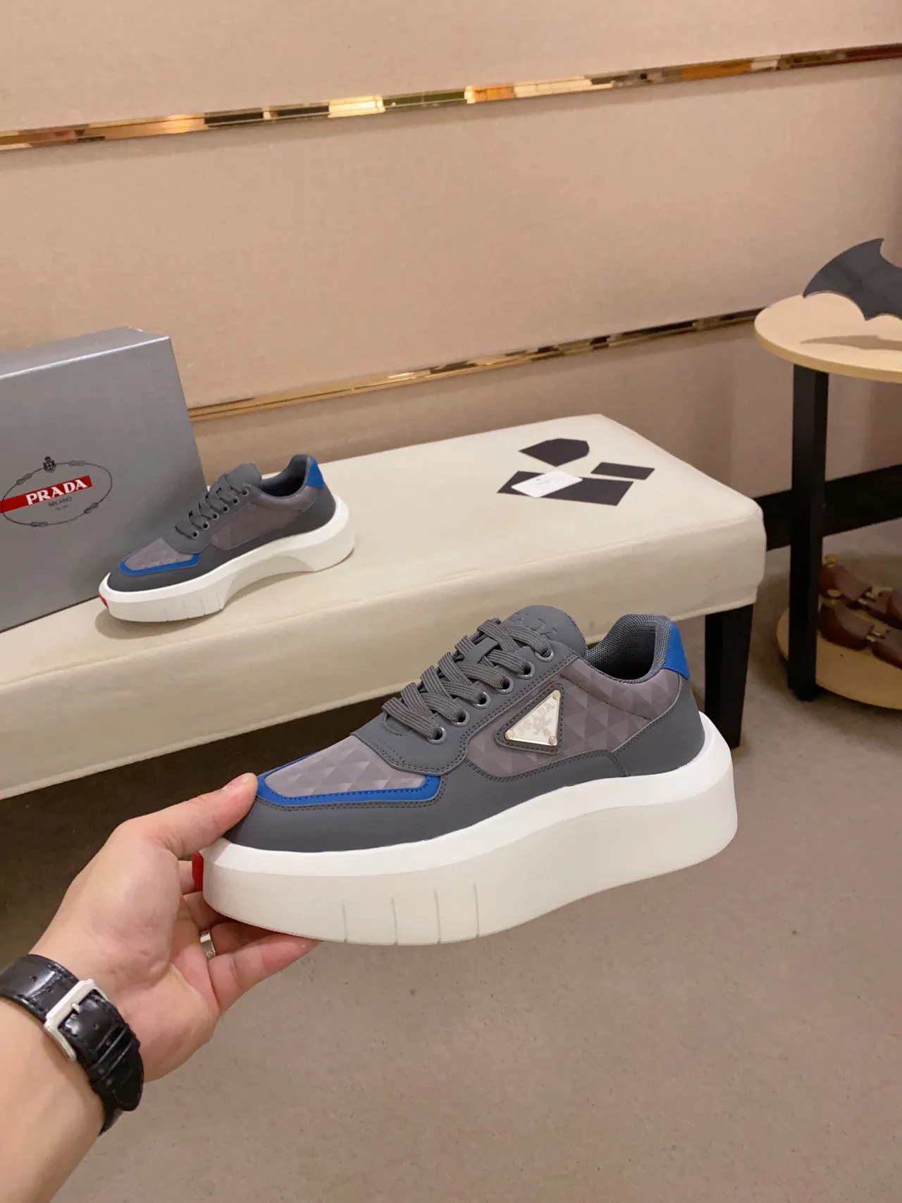 Prada Cloudbust Gray Blue White Chunky Sneakers 4