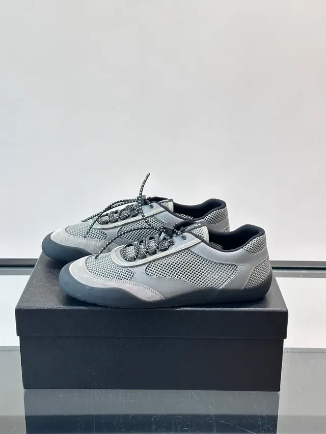 Prada Cloudbust Gray Mesh and Suede Lifestyle Sneakers 5