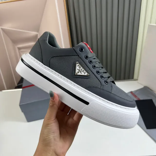 Prada Cloudbust Gray White Low-Top Mesh-and-Synthetic Upper Lifestyle Sneakers 4