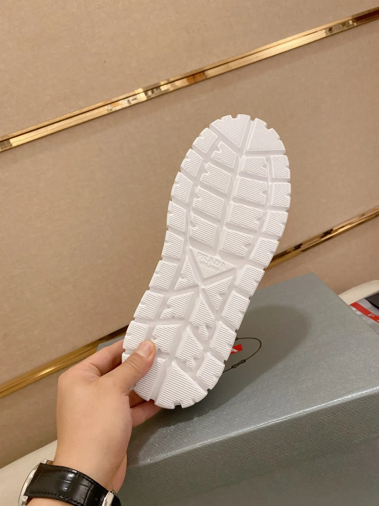 Prada Cloudbust Gray White Low-Top Platform Sole Chunky Sneakers 2