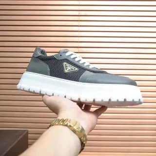Prada Cloudbust Gray White Platform Sole Mesh And Leather Upper Lifestyle Sneakers