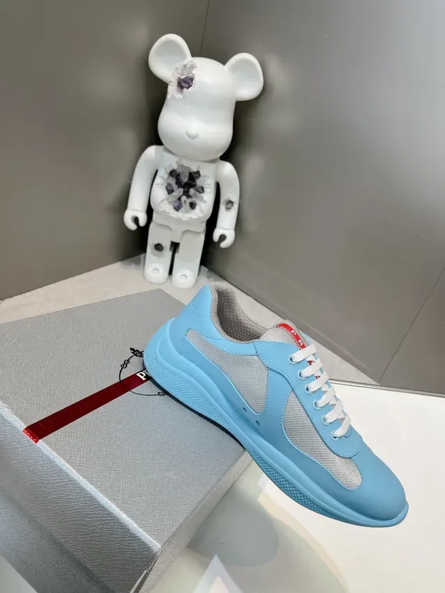 Prada Cloudbust Light Blue White Red Lifestyle Sneakers 3