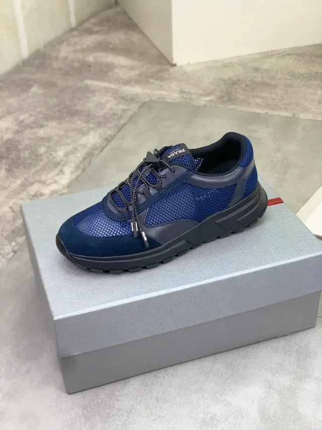 Prada Cloudbust Navy Blue Mesh and Suede Lifestyle Sneakers 4