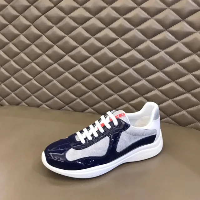 Prada Cloudbust Navy حذاء أسلوب حياة جلد لامع وشبك 4