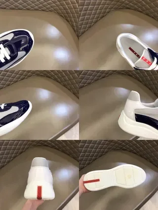 Prada Cloudbust Navy حذاء أسلوب حياة جلد لامع وشبك 5
