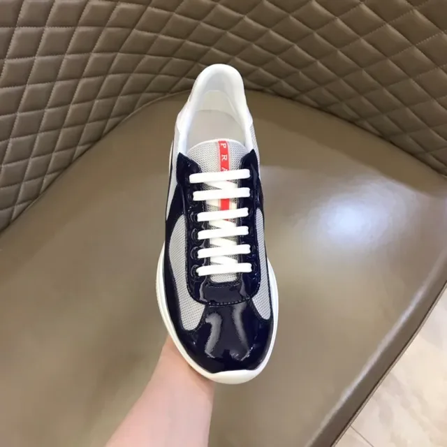 Prada Cloudbust Navy حذاء أسلوب حياة جلد لامع وشبك 8