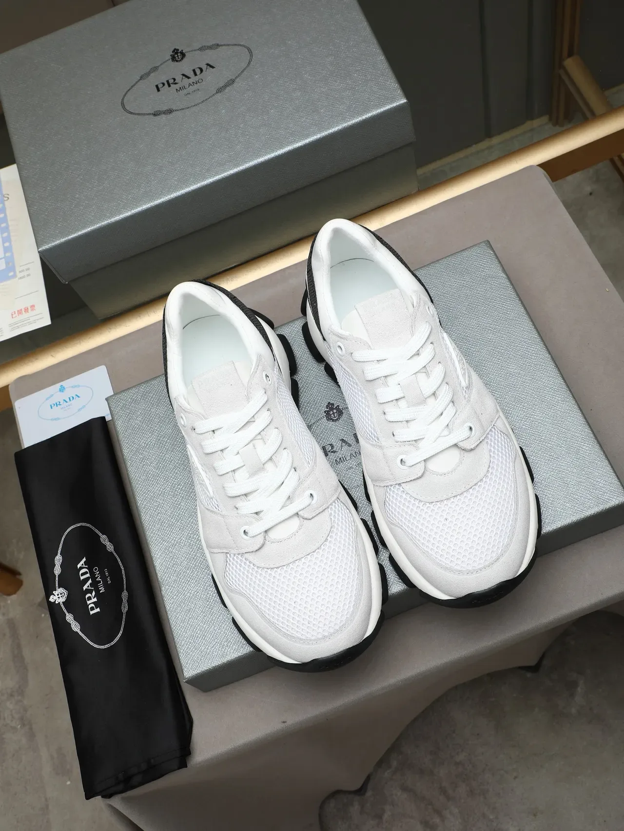 Prada Cloudbust White and Black Chunky Sneakers 3