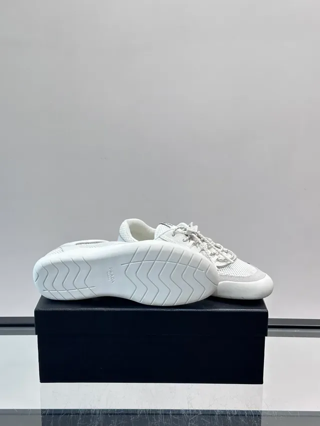 Prada Cloudbust White Mesh and Patent Lifestyle Sneakers 2