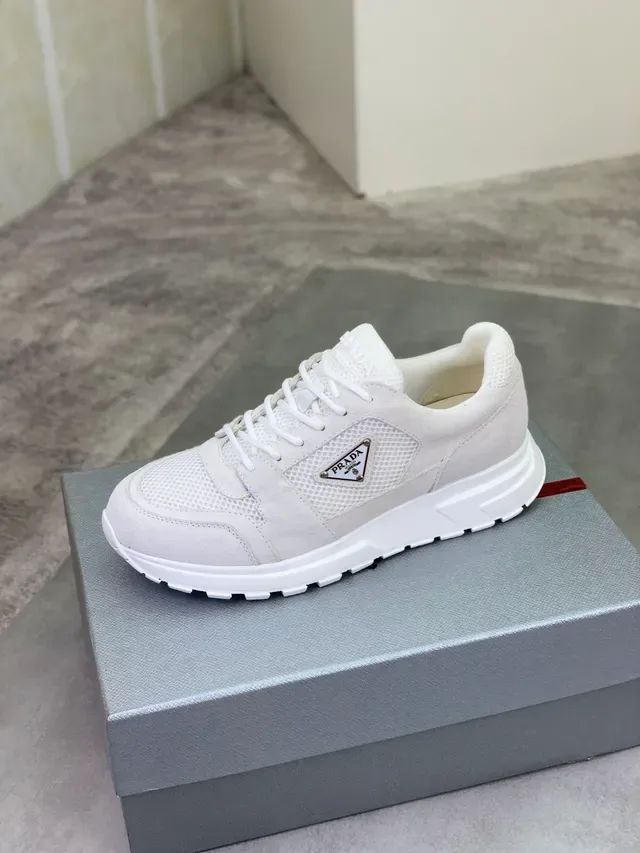 Prada Cloudbust White Mesh-Suede Chunky Sneakers 4