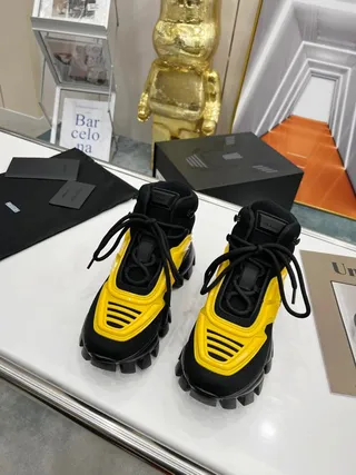 Prada Cloudbust أصفر وأسود حذاء رياضي سميك 8