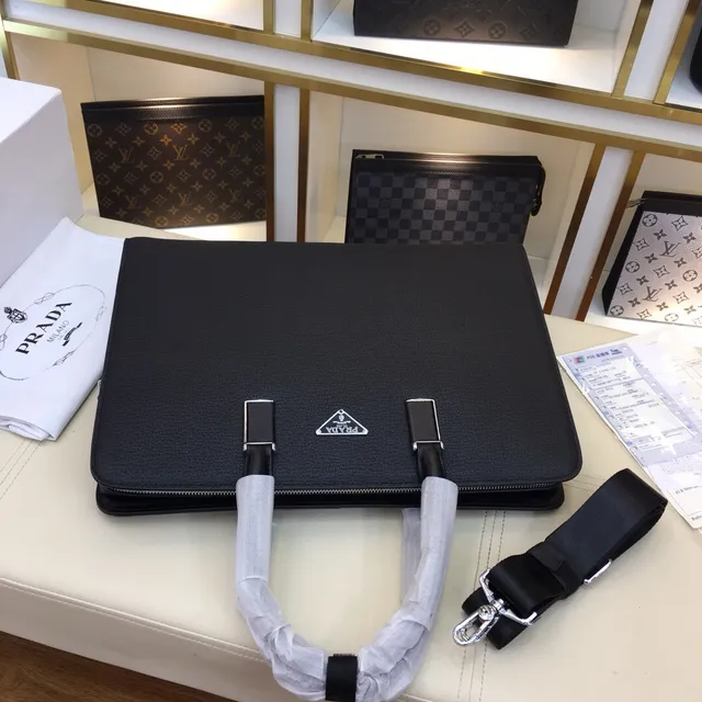 Prada Galleria 黑色银色粒面皮革三角形标志牌托特包 7