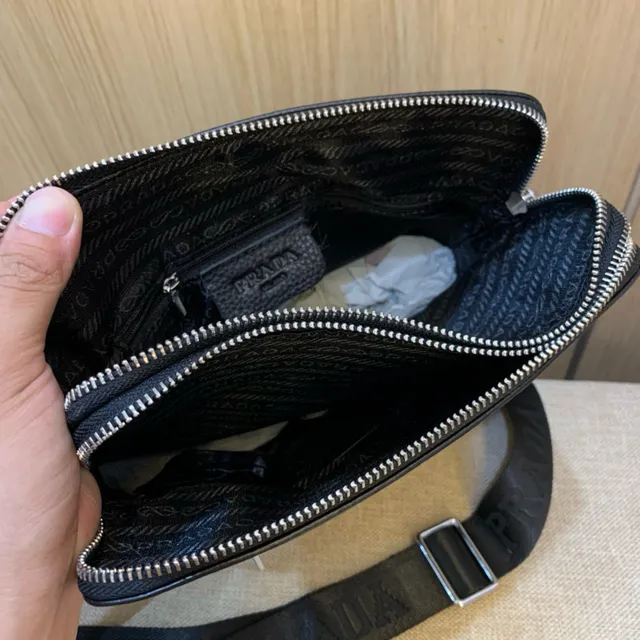Prada Re-Edition Black Pebbled Leather Messenger Bag 2