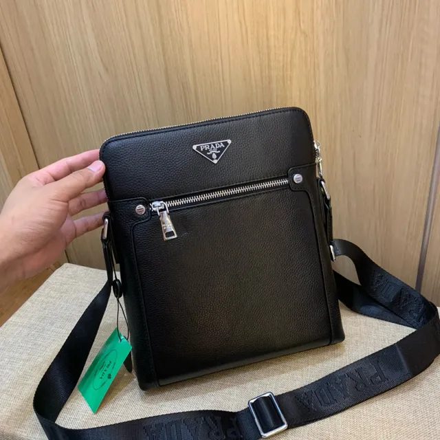 Prada Re-Edition Black Pebbled Leather Messenger Bag 8