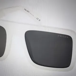 Prada Óculos de Sol Translucidos Brancos Oversized Retangulares