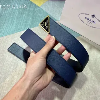 Prada 三角腰带 海军蓝 Saffiano 皮革腰带