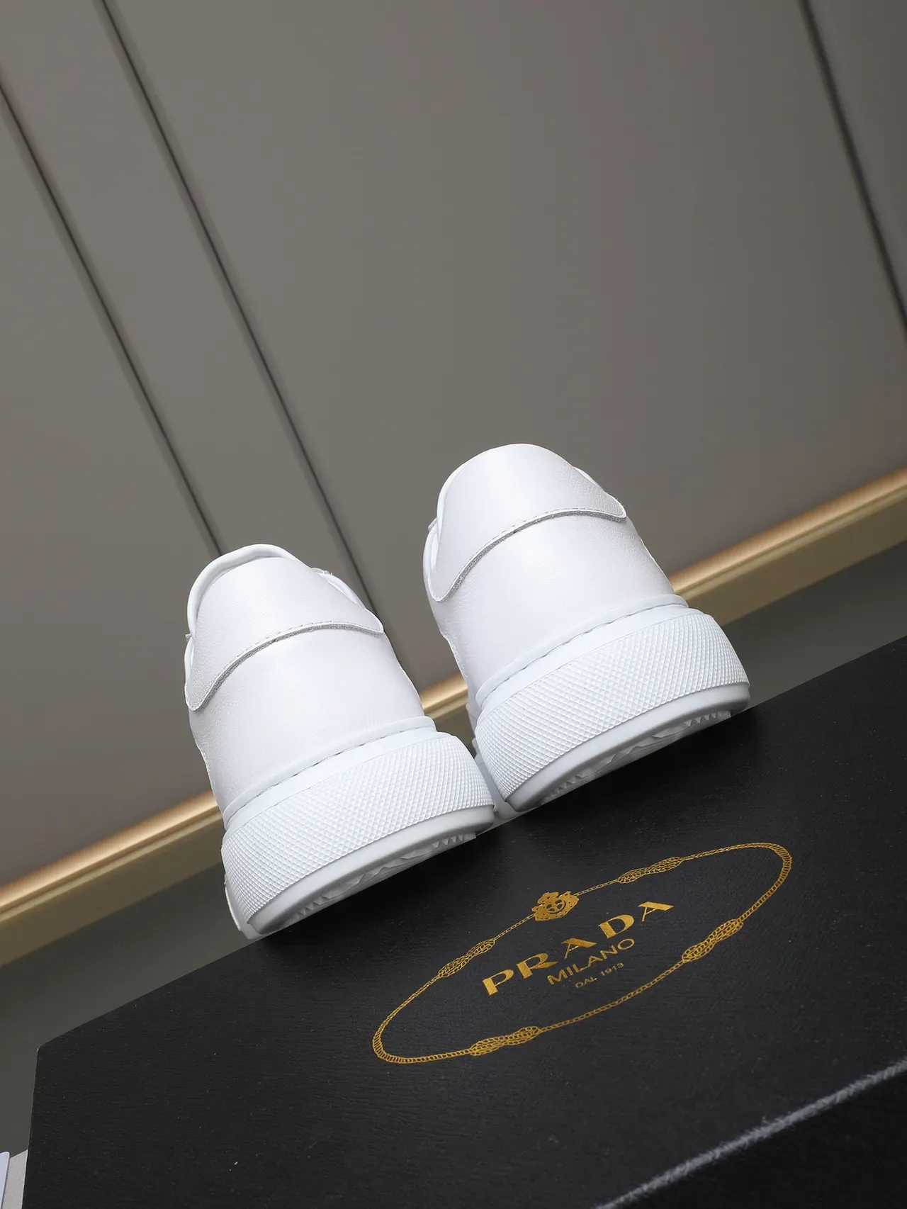 Prada White Leather Triangular Logo Lifestyle Sneaker 3
