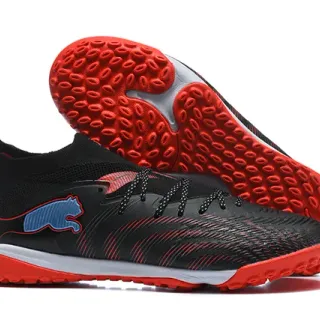 Puma 黑色红色 袜子贴合针织领 Dynamic 合成笼架覆盖 草地足球鞋