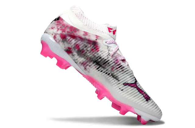 Puma FUTURE 8 ULTIMATE White Pink Sock-Fit Collar Firm-Ground Soccer Shoes 3