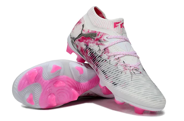 Puma FUTURE 8 ULTIMATE White Pink Sock-Fit Collar Firm-Ground Soccer Shoes 4