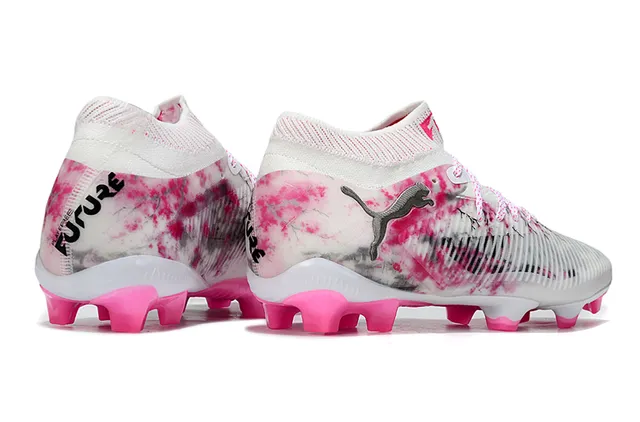 Puma FUTURE 8 ULTIMATE White Pink Sock-Fit Collar Firm-Ground Soccer Shoes 5