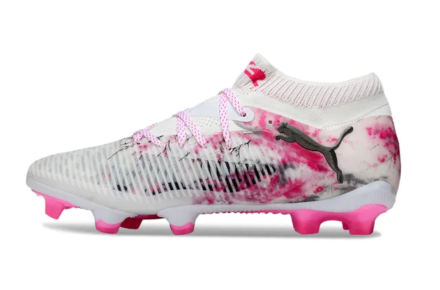 Puma FUTURE 8 ULTIMATE White Pink Sock-Fit Collar Firm-Ground Soccer Shoes 8