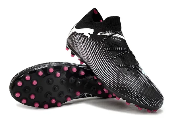 Puma Future Z Black Pink Knit Upper Striped Pattern Artificial-Grass Soccer Shoes 2