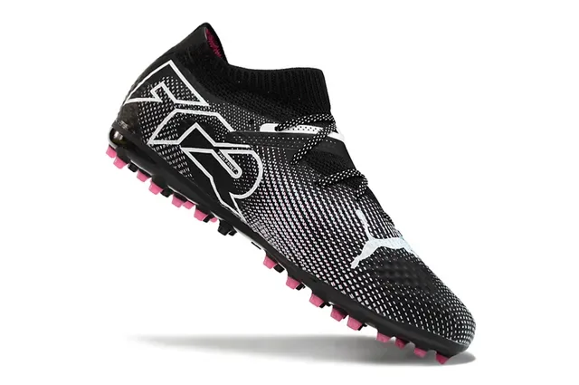 Puma Future Z Black Pink Knit Upper Striped Pattern Artificial-Grass Soccer Shoes 4