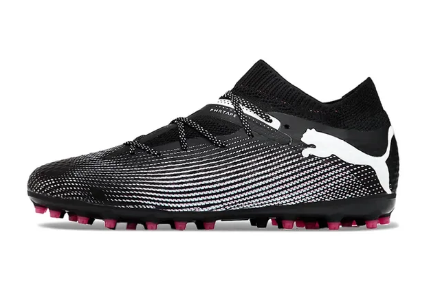 Puma Future Z Black Pink Knit Upper Striped Pattern Artificial-Grass Soccer Shoes 5