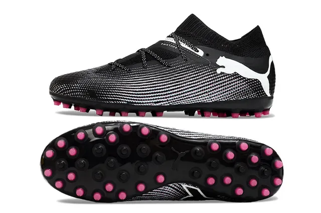 Puma Future Z Black Pink Knit Upper Striped Pattern Artificial-Grass Soccer Shoes 6