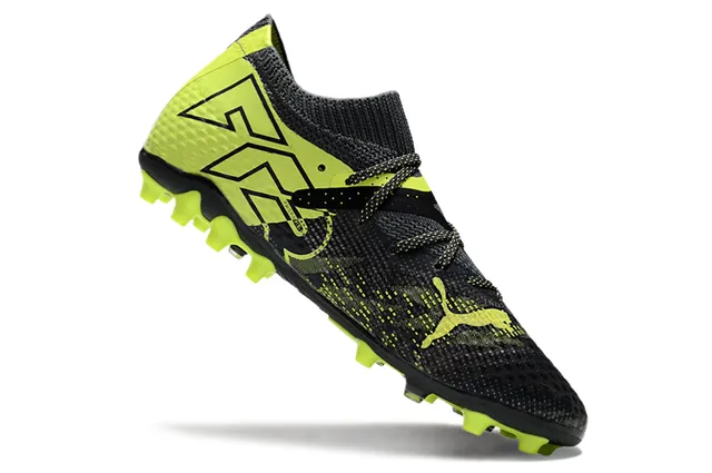 Puma Future Z أسود أصفر نسيج علوي أحزمة غير متناظرة أرض صلبة أحذية كرة القدم 2