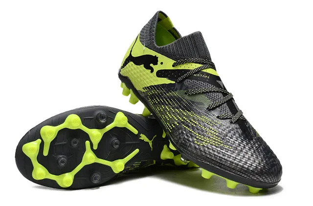 Puma Future Z أسود أصفر نسيج علوي أحزمة غير متناظرة أرض صلبة أحذية كرة القدم 4