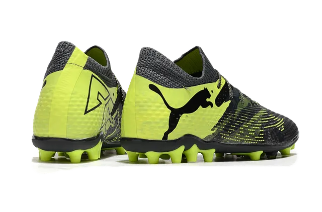Puma Future Z أسود أصفر نسيج علوي أحزمة غير متناظرة أرض صلبة أحذية كرة القدم 5