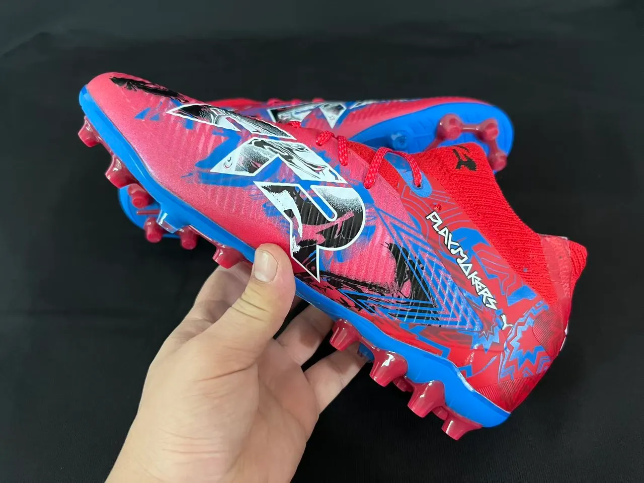 Puma वर्दी أزرق عالي القطع كم جوارب منسوج ربط غير متماثل أرض صلبة حذاء كرة القدم 4