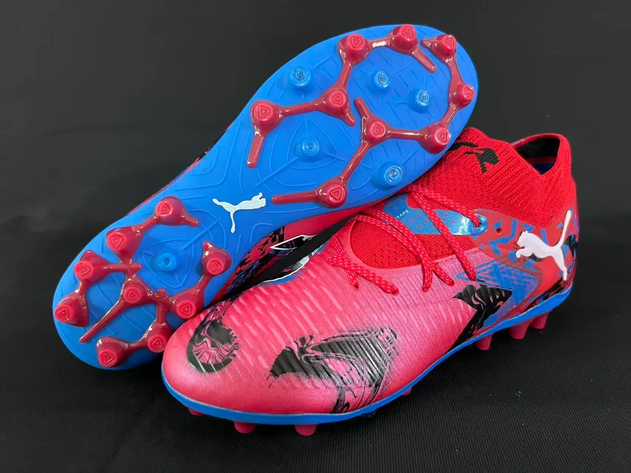 Puma वर्दी أزرق عالي القطع كم جوارب منسوج ربط غير متماثل أرض صلبة حذاء كرة القدم 7