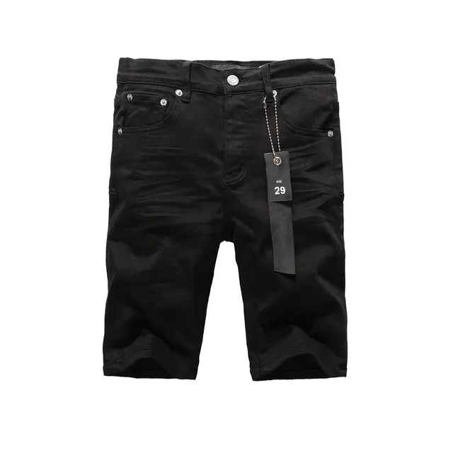 Purple Brand pantalones cortos de denim negro mid-thigh 16