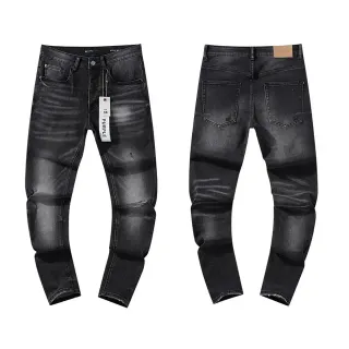 Purple Brand Distressed Black Wash Slim-Fit Jeans