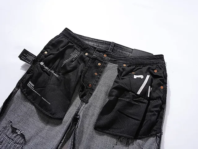 بنطلون جينز أسود ضيق ماركة Purple Brand distressed paint-splattered 8