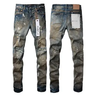 Purple Brand Jeans desgastados com salpicaduras de tinta e desbotados