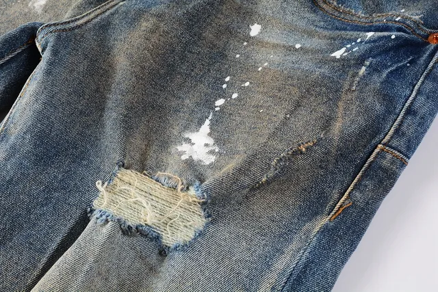Purple Brand 破损油漆溅洒褪色牛仔裤 7