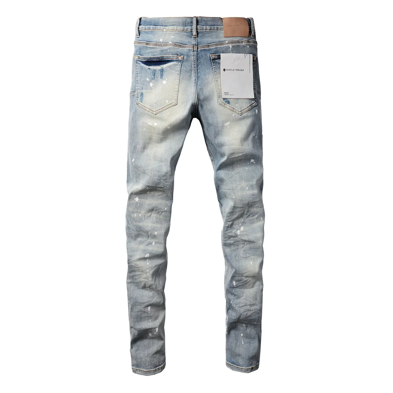 Purple Brand Pantalones Vaqueros Desgastados con Salpicaduras de Pintura Lavado Ligero Rasgados 2
