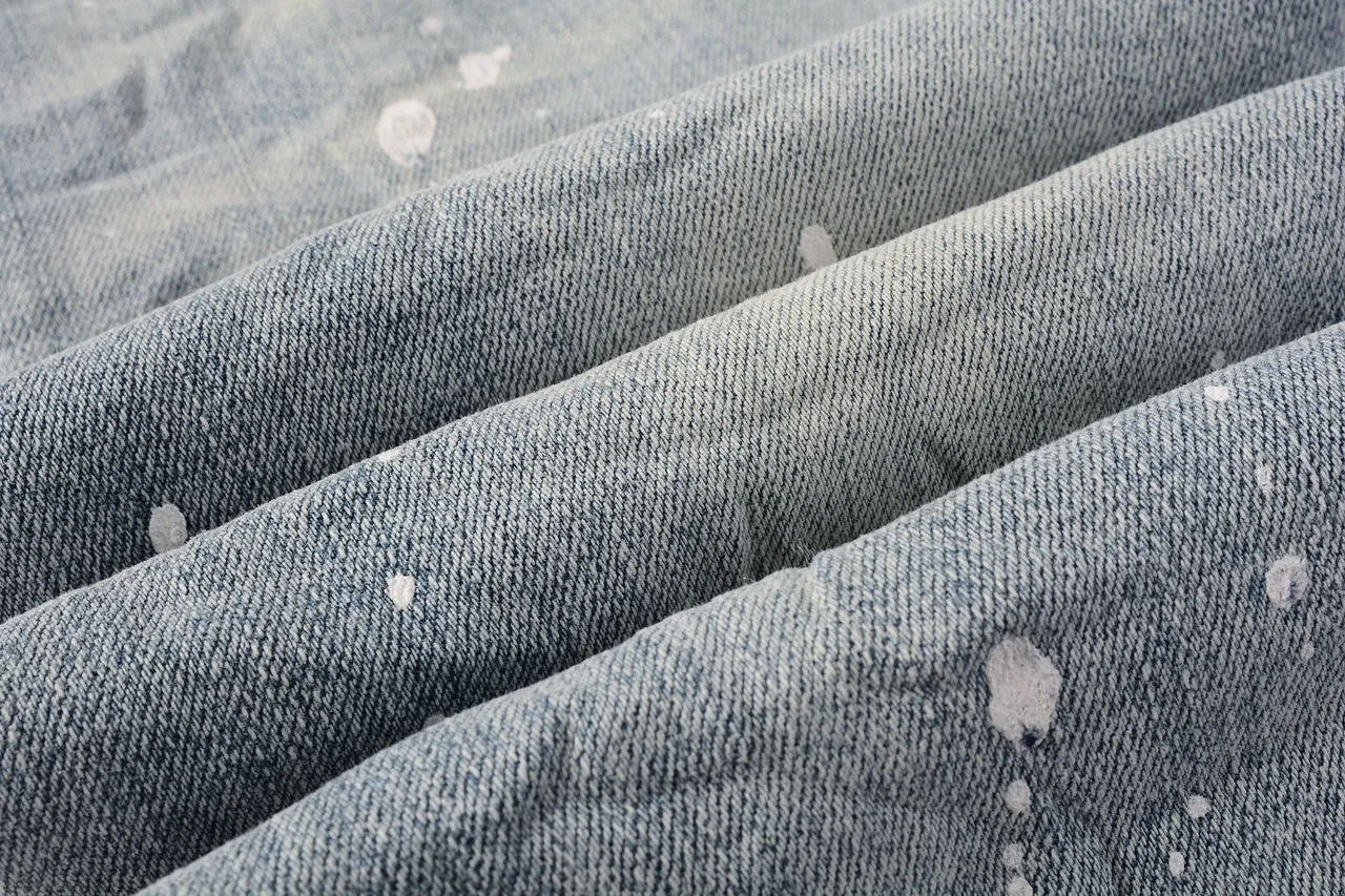 Purple Brand Pantalones Vaqueros Desgastados con Salpicaduras de Pintura Lavado Ligero Rasgados 4