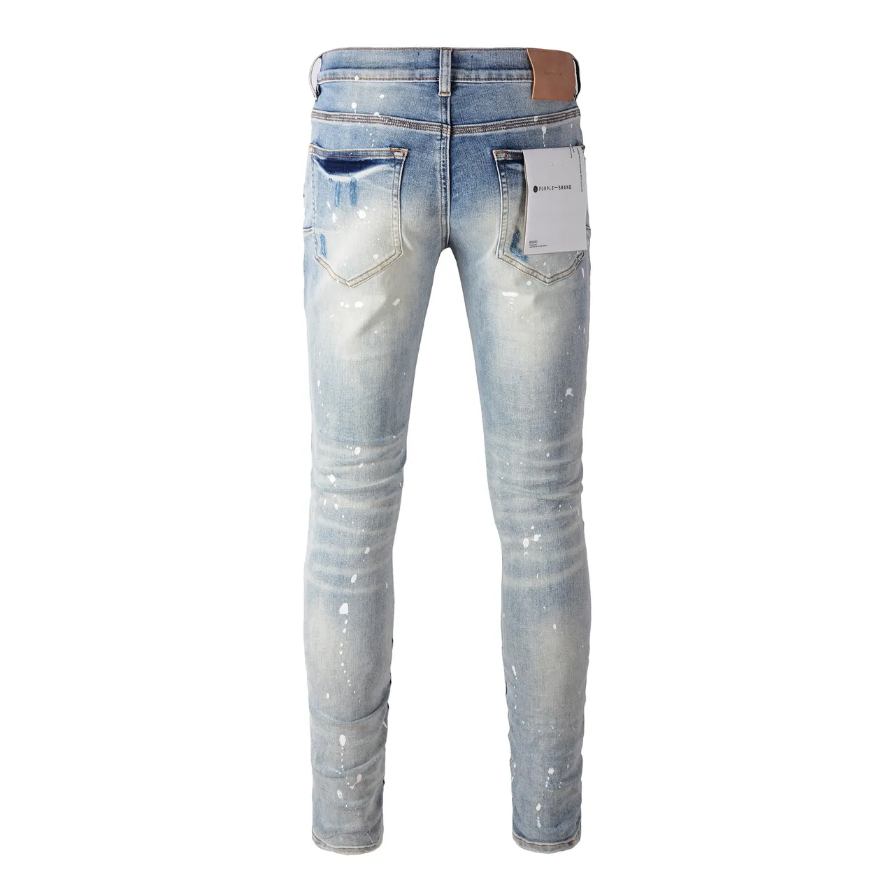 Purple Brand Pantalones Vaqueros Desgastados con Salpicaduras de Pintura Lavado Ligero Rasgados 17