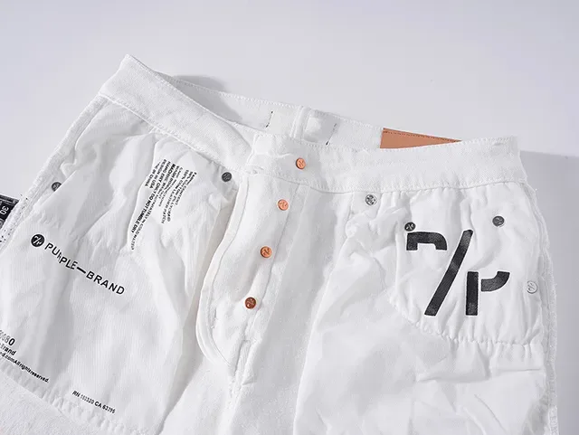 Purple Brand Paint-Splatter Distressed White Jeans 6