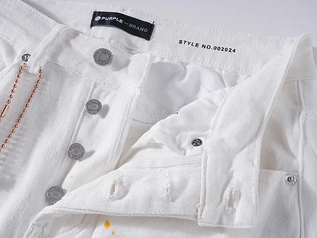 Purple Brand Paint-Splatter Distressed White Jeans 12