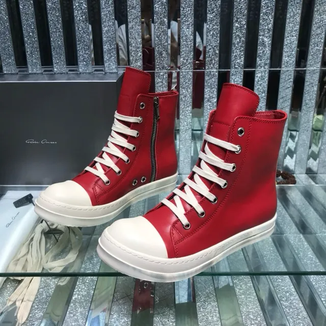 Rick Owens Geobasket bottines rouges et blanches 2